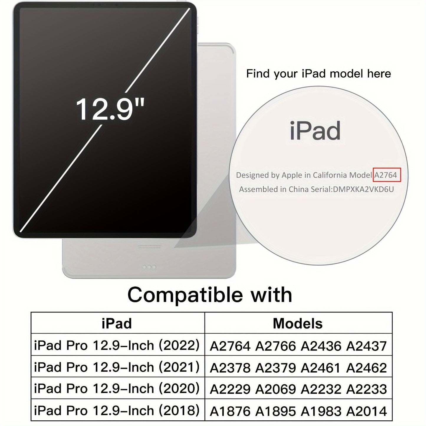 Rotating Case For iPad Pro 12.9-Inch (2022/2021/2020/2018) With Pencil Holder, 360 Degree Rotation Protective Stand Cover Clear Back, Auto Wake/Sleep