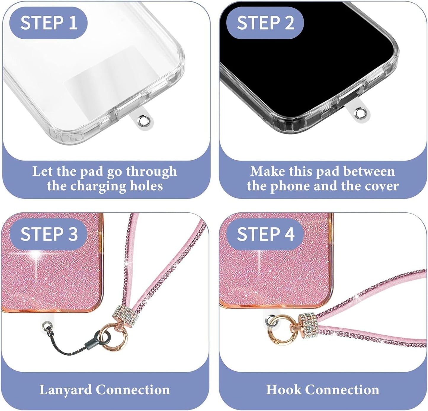 Diamond Wrist Strap Phone Lanyard Rhinestone Bling Glitter Lanyard With Phone Tether Tab Phone Wristlet Strap