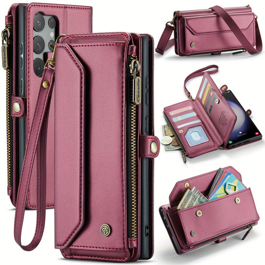 New Flip Wallet Style Phone Case With Zipper, For Samsung Galaxy S10Plus/ S20ultra/ S21plus/S22ultra/S24 Series/S24 Series/A12/A13/ A14/A15/A01S/A53/A54/A71/A72 4G 5G/Galaxy Note 10 Plus/Note20