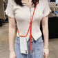 Crossbody Necklace Cord Lanyard Transparent Hard Case For iPhone 14 13 12  11 Pro Max Plus Clear Soft transparent Back Cover