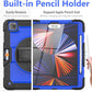 iPad Pro 12.9 inch Case 6th 2022 2021 5th Generation iPad Pro 12.9 Inch 2020 4th Gen with Screen Protector Pencil Holder Kids Shockproof Rugged Silicone Cover 360 Stand Hand Strap Black
