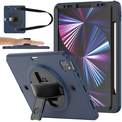 Étui pour iPad Air 4/Air 5 10,9 pouces, pour Pro 11 pouces 2022/2021/2020/2018 ; avec protection robuste, protecteur d'écran, dragonne, bandoulière, support rotatif, porte-crayon