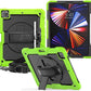 iPad Pro 12.9 inch Case 6th 2022 2021 5th Generation iPad Pro 12.9 Inch 2020 4th Gen with Screen Protector Pencil Holder Kids Shockproof Rugged Silicone Cover 360 Stand Hand Strap Black