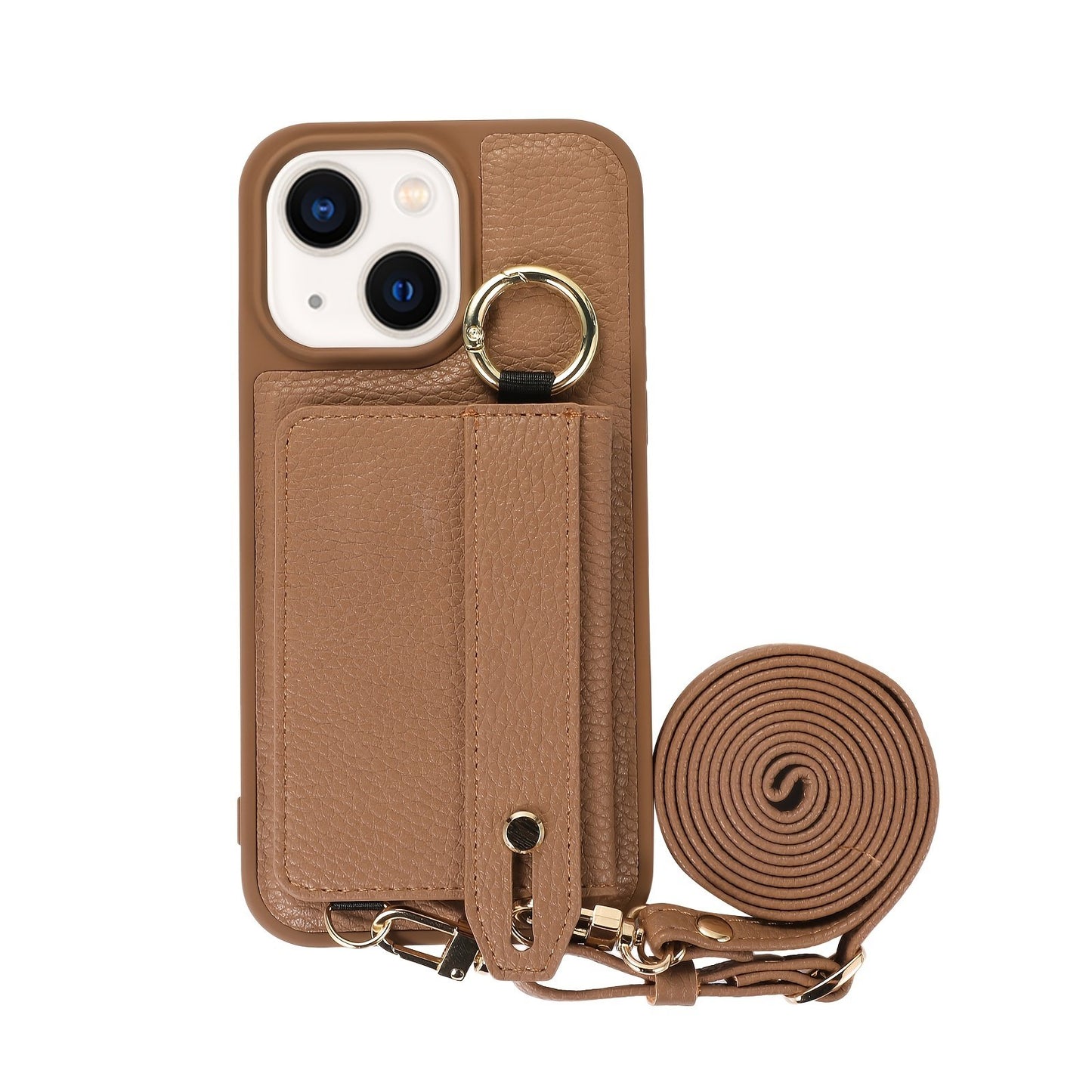 Luxusy Leather Phone Case For iPhone 15 Plus 14 13 12 11 Pro Max With Wrist Ring Long Lanyard Crossbody Bag Shockproof Cover