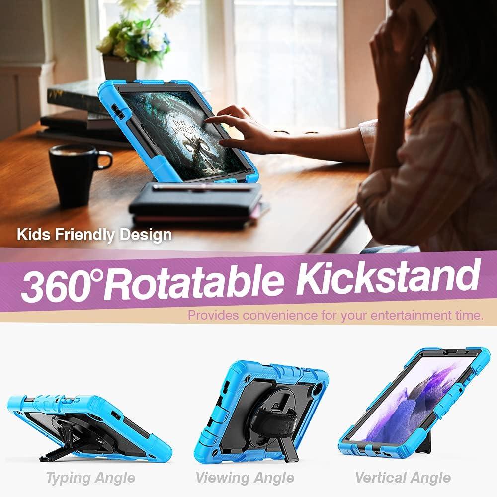 Samsung Galaxy Tab A7 Lite Case 8.7 inch 2021(SM-T220/T225/T227), with Screen Protector Pencil Holder Kids Shockproof Silicone Cover 360 Stand Hand Strap for Galaxy Tablet A7 lite,Purple