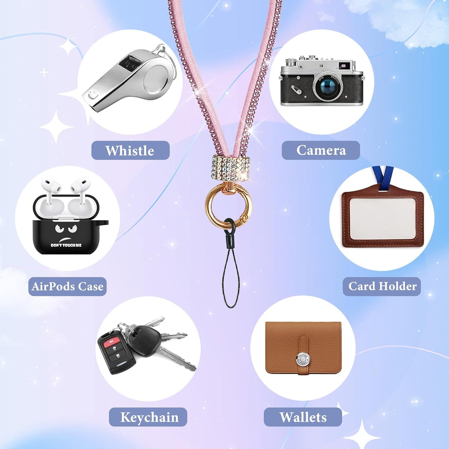 Diamond Wrist Strap Phone Lanyard Rhinestone Bling Glitter Lanyard With Phone Tether Tab Phone Wristlet Strap