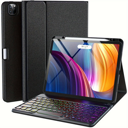 For iPad Pro 12.9 Case with Keyboard, iPad 12.9 Pro Case with Keyboard for 12.9 inch 6th Generation 5th 4th 3rd Gen, iPad Pro 12.9 Keyboard 7 Colors Backlit Accessories with Pencil Holder