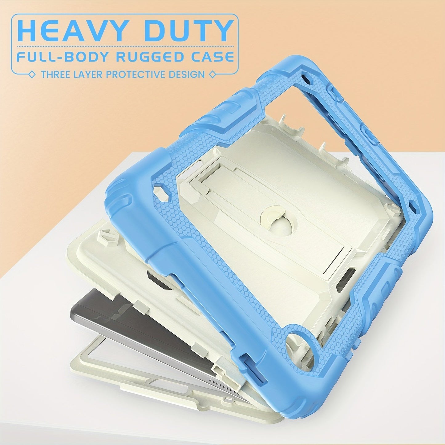 Protective Case, Suitable for IPad 9th Generation Case, IPad 8th 7th Generation Case, PC+Silicaone Case, For IPad 10.2 Inch 2021/2020/2019, Heavy Duty Rugged Shockproof Protective Cover With Stand And Shoulder Strap.