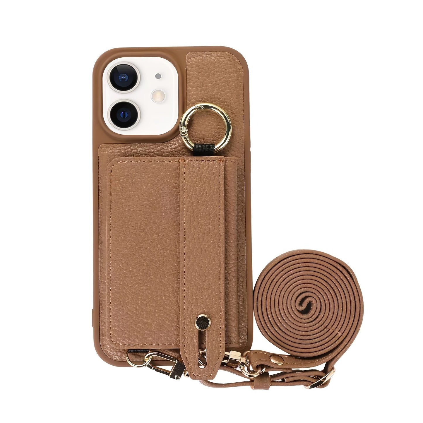 Luxusy Leather Phone Case For iPhone 15 Plus 14 13 12 11 Pro Max With Wrist Ring Long Lanyard Crossbody Bag Shockproof Cover