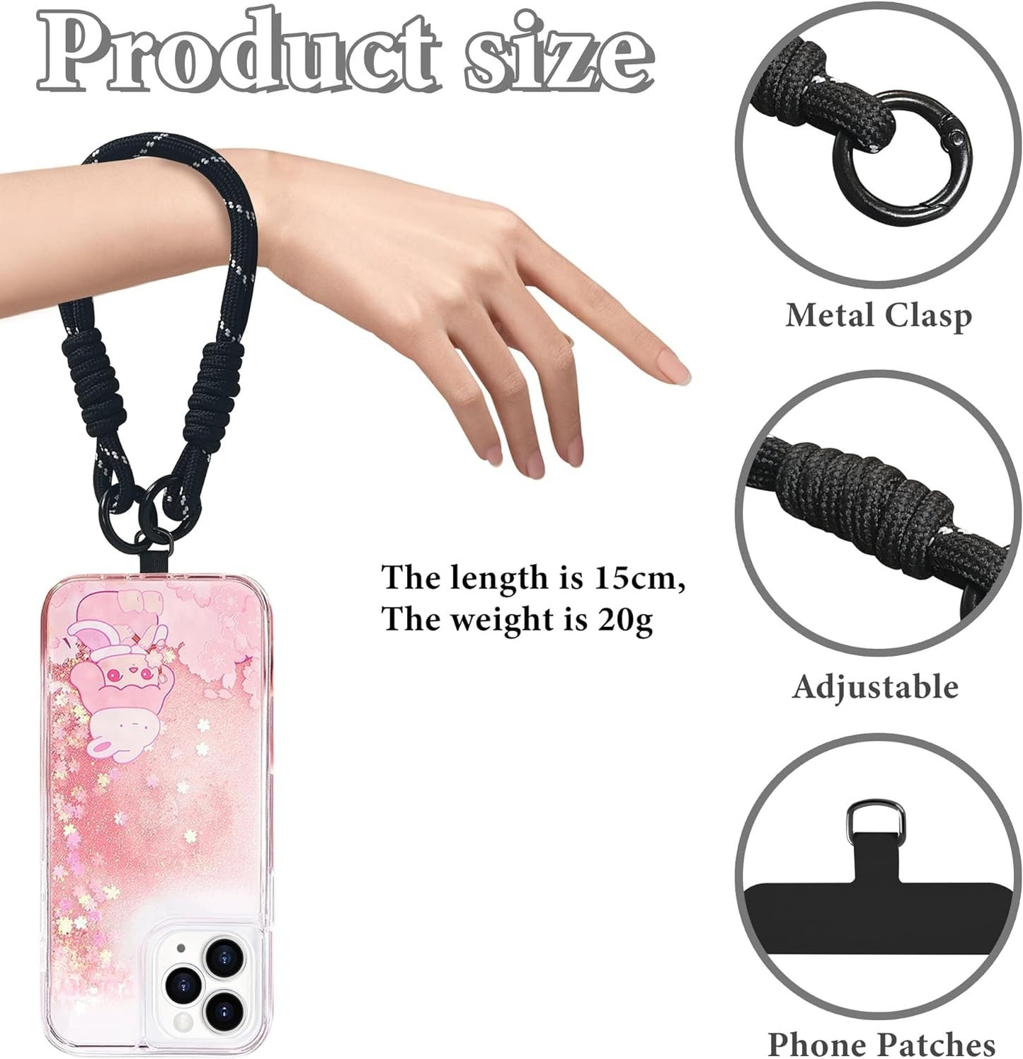 Diamond Wrist Strap Phone Lanyard Rhinestone Bling Glitter Lanyard With Phone Tether Tab Phone Wristlet Strap