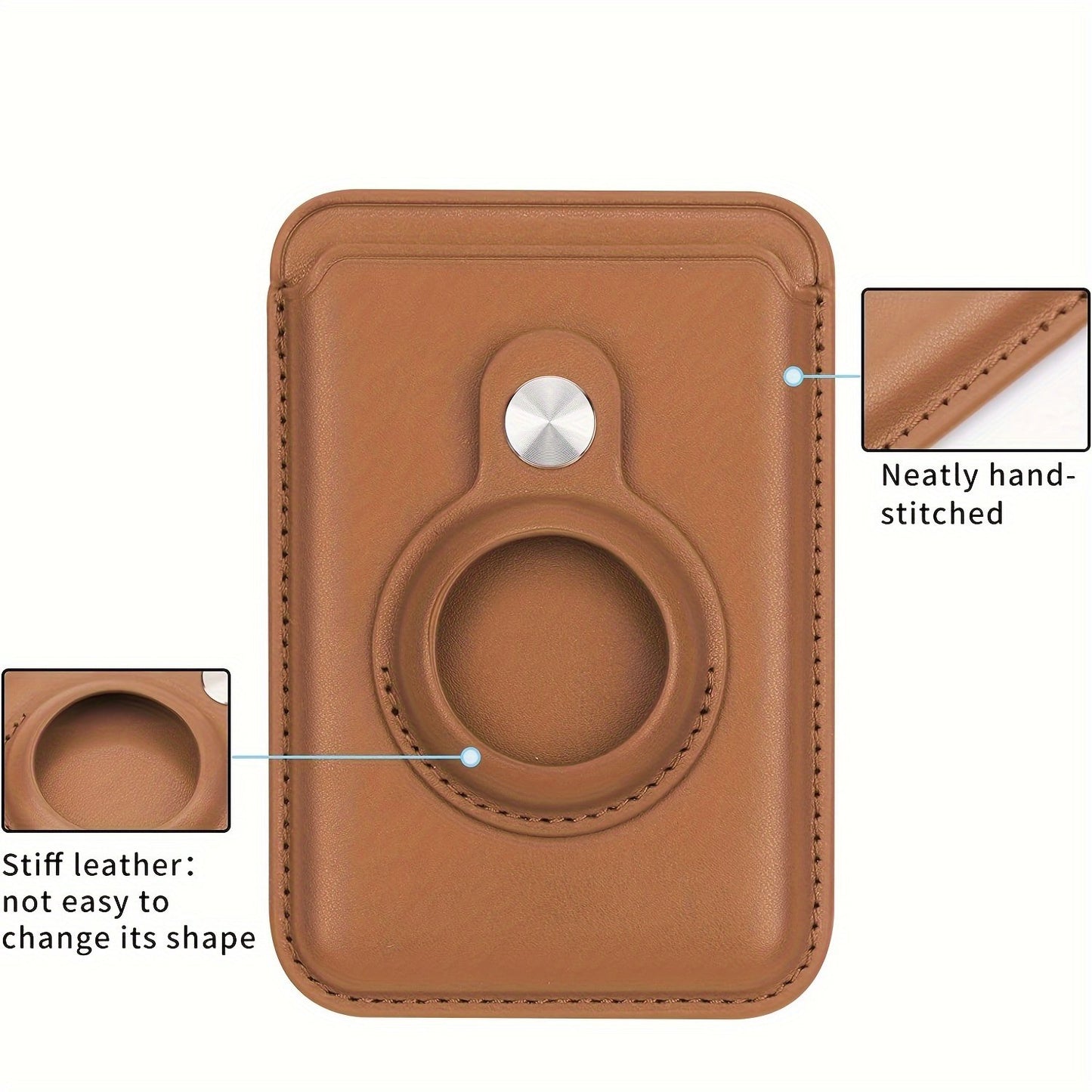 Magnetic Artificial Leather Card Holder Wallet Built In AirTag Pocket For IPhone 15 14 Plus 13 12 Pro Max Anti-Lost