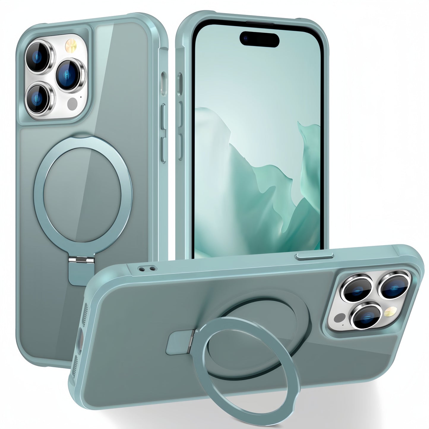 Magnetic For IPhone 15 14 13 12 11 Pro Max Case [Compatible With Magnetic] With Stand, [Military Grade Drop Protection] Shockproof Translucent Back Slim Protective Phone Case (2023)