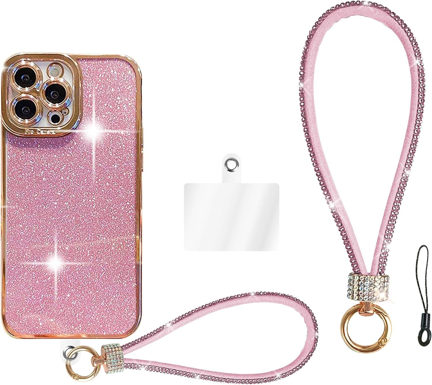Diamond Wrist Strap Phone Lanyard Rhinestone Bling Glitter Lanyard With Phone Tether Tab Phone Wristlet Strap