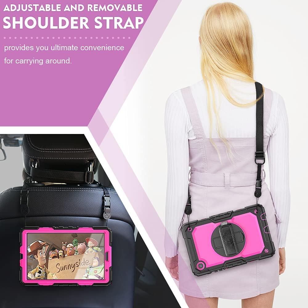Samsung Galaxy Tab A7 Lite Case 8.7 inch 2021(SM-T220/T225/T227), with Screen Protector Pencil Holder Kids Shockproof Silicone Cover 360 Stand Hand Strap for Galaxy Tablet A7 lite,Purple
