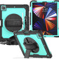 iPad Pro 12.9 inch Case 6th 2022 2021 5th Generation iPad Pro 12.9 Inch 2020 4th Gen with Screen Protector Pencil Holder Kids Shockproof Rugged Silicone Cover 360 Stand Hand Strap Black