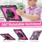iPad Pro 12.9 inch Case 6th 2022 2021 5th Generation iPad Pro 12.9 Inch 2020 4th Gen with Screen Protector Pencil Holder Kids Shockproof Rugged Silicone Cover 360 Stand Hand Strap Black