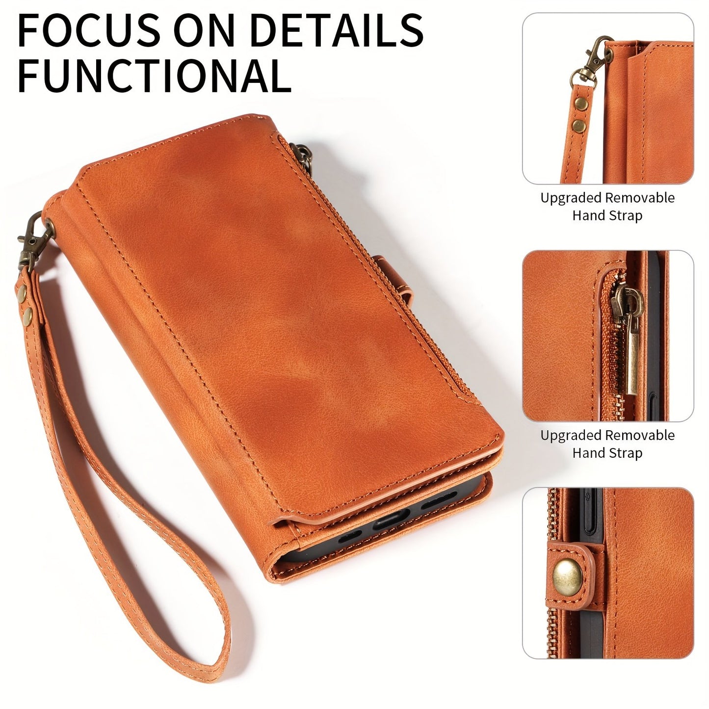 For IPhone 15/14/13/12/11 Pro Max Phone Case, Blocking Wallet Case For Women Men With 9 Credit Card Holder Zipper PU Faux Leather Protective Phone Cover