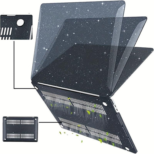 Sparkly Clear Glitter Star Case for MacBook Pro 13/14/16 - Fits 2022, 2021, 2020 Release with A2338, A2442, A2485 M2 M1 Chip - Glossy Hard Shell Cover in Black, Green, or Blue - Protects and Adds Style to Your Laptop