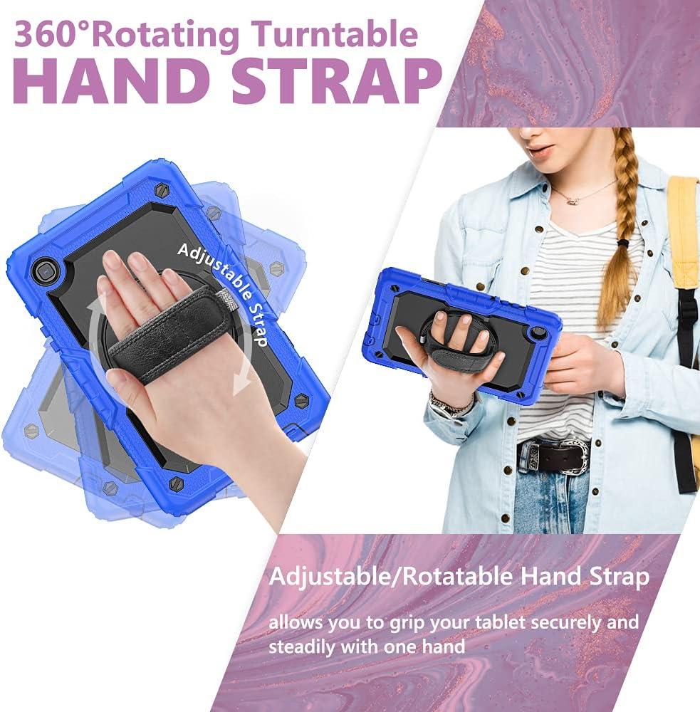 Samsung Galaxy Tab A7 Lite Case 8.7 inch 2021(SM-T220/T225/T227), with Screen Protector Pencil Holder Kids Shockproof Silicone Cover 360 Stand Hand Strap for Galaxy Tablet A7 lite,Purple