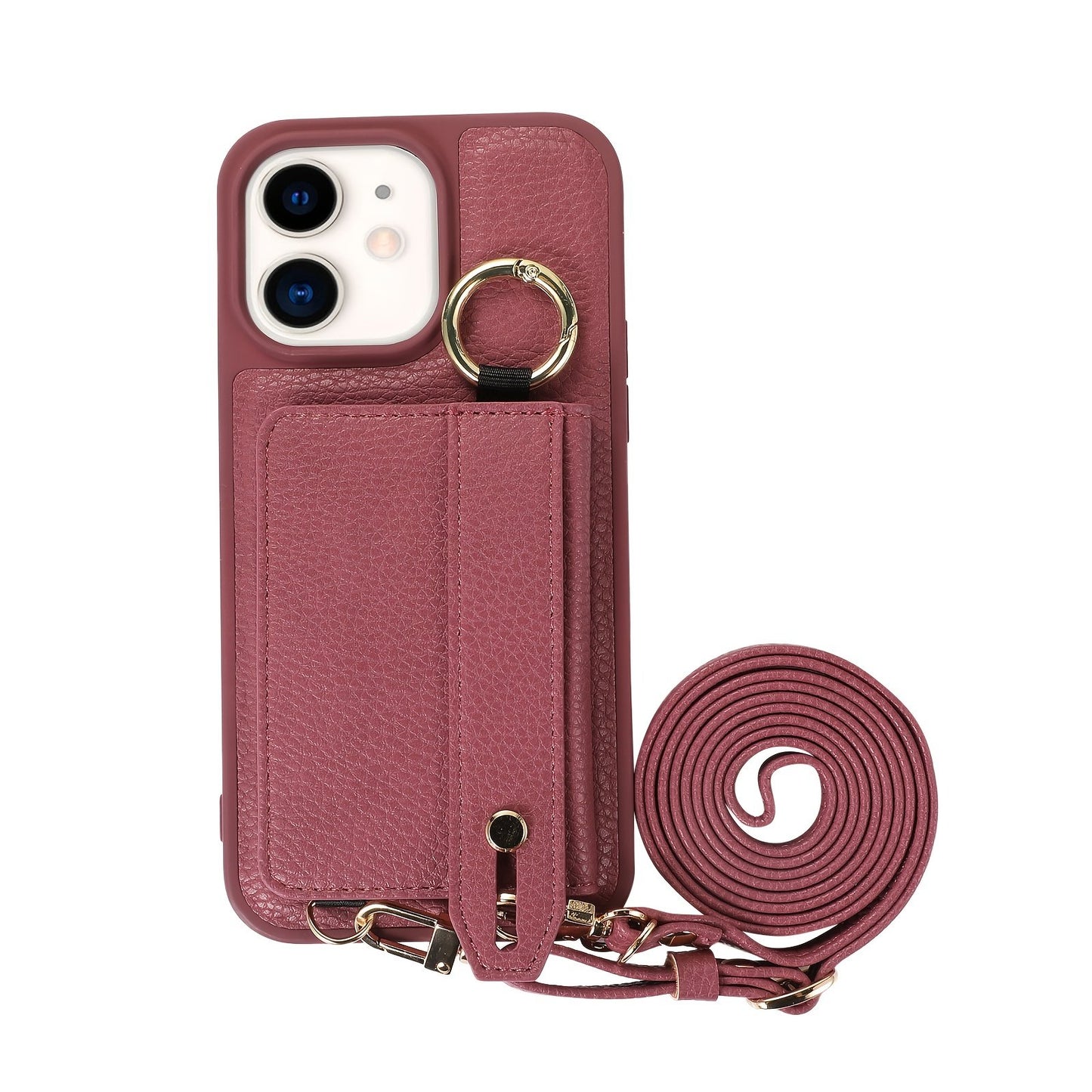 Luxusy Leather Phone Case For iPhone 15 Plus 14 13 12 11 Pro Max With Wrist Ring Long Lanyard Crossbody Bag Shockproof Cover