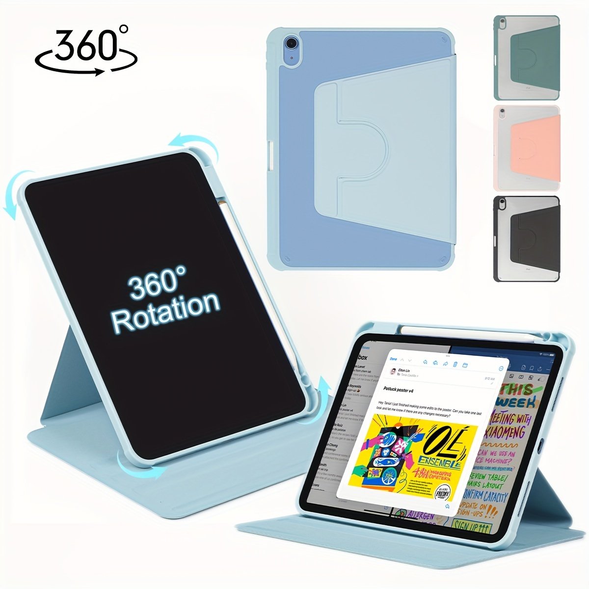 For IPad 10 Generation 2022 Model Rotating Acrylic Protective Case For IPad 10.2 Inch 7th 8th 9th Generation Protective  Model Anti-bending Protective All-inclusive Model Protective Case For IPad Pro11 With Pen Slot Model Multi-angle