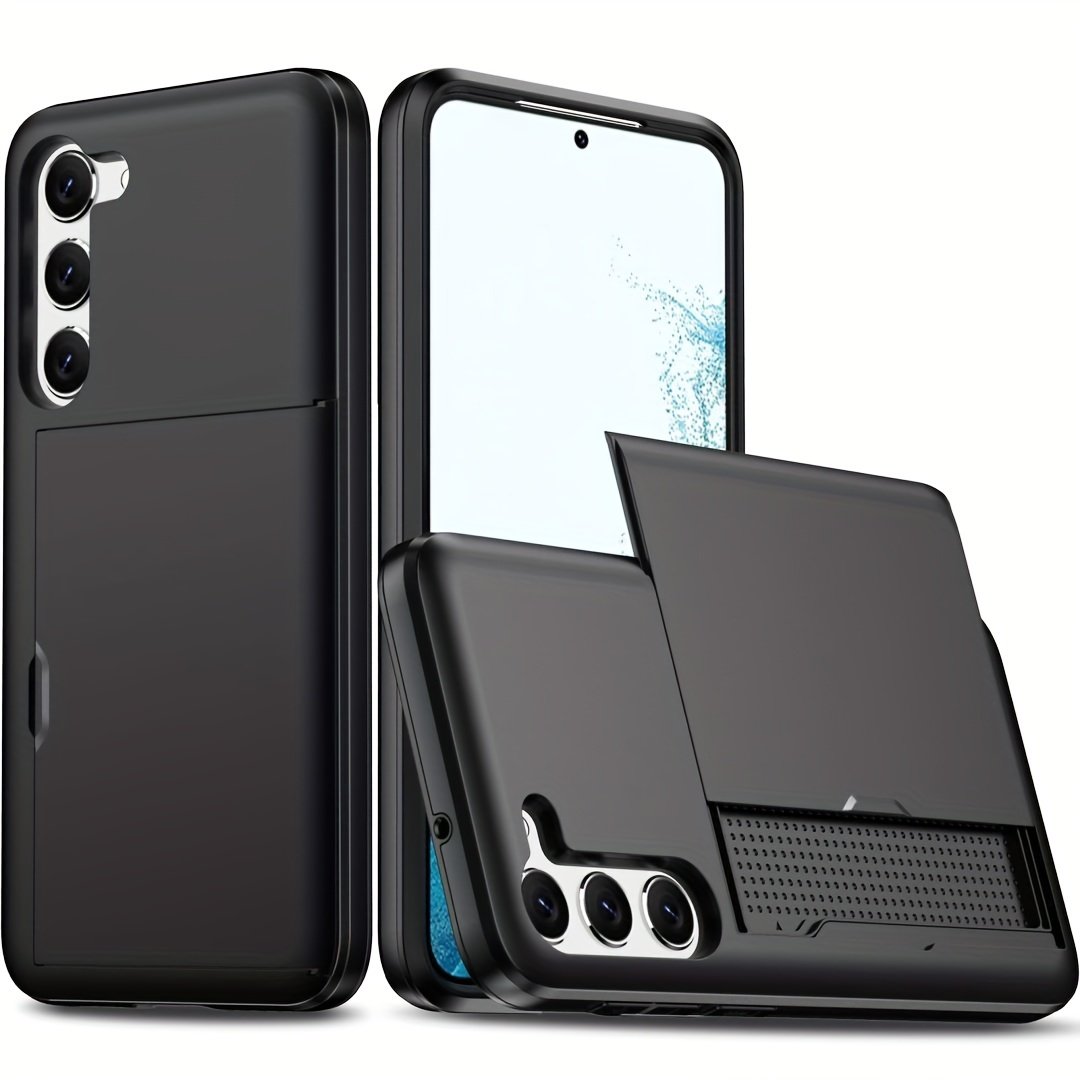 Wallet With Card Holders Slide Slot Shockproof Slim Hard PC Case For Samsung S23 Ultra/S23+/S23/S22 Ultra/S22+/S22/S21/S20
