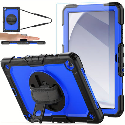 Étui pour Samsung Galaxy Tab A9 Plus 11 pouces 2023 avec protection d'écran en verre trempé et porte-stylet, étui pour tablette Galaxy A9+ Plus avec bandoulière, dragonne et support