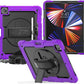 iPad Pro 12.9 inch Case 6th 2022 2021 5th Generation iPad Pro 12.9 Inch 2020 4th Gen with Screen Protector Pencil Holder Kids Shockproof Rugged Silicone Cover 360 Stand Hand Strap Black