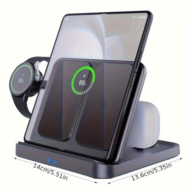 Foldable 3 In 1 Wireless Charger For Samsung Galaxy Z Fold 5 4 Flip 4 S23 S21 NOTE Series 3 In 1 Fast Charging Station For Galaxy Watch 6/5/4/3 Series Active 1/2 Galaxy Buds2 Pro Live