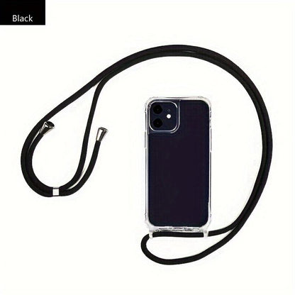 Crossbody Necklace Cord Lanyard Transparent Hard Case For iPhone 14 13 12  11 Pro Max Plus Clear Soft transparent Back Cover