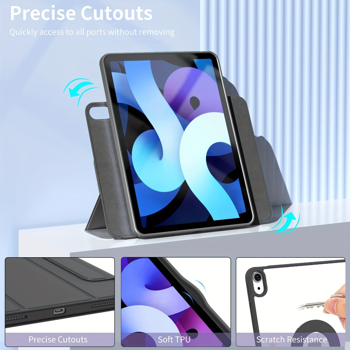 For IPad Case Transparent Acrylic Material Bending Resistant Detachable 720° Rotation TPU Silicone Soft Edge Case For IPad 2022 M2 Pro 11 Ipad 10.2 Inch Ipad 7th 8th 9th Generation 2021 Case Can Be Adsorbed On The Refr