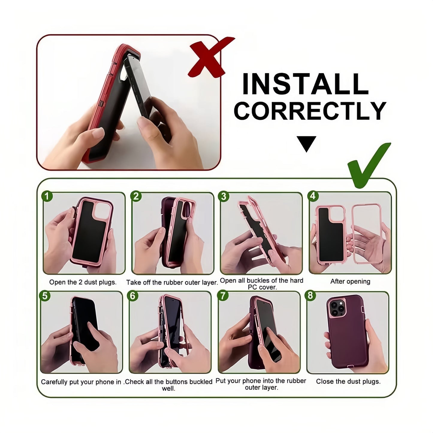 For IPhone 15/15 Pro/Plus/Promax/Ultra Case, Heavy Duty Drop Protection, Full Body Rugged Shockproof Dustproof 3 Layers Rugged Protective Phone Case