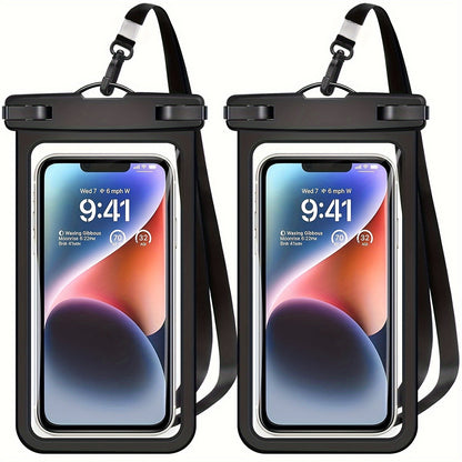 Lot de 2 pochettes universelles étanches pour téléphone – Étui étanche pour iPhone 14 13 12 11 Pro Max XS Plus Samsung Galaxy jusqu'à 7.0" – Sac étanche pour téléphone portable, idéal pour les vacances à la plage