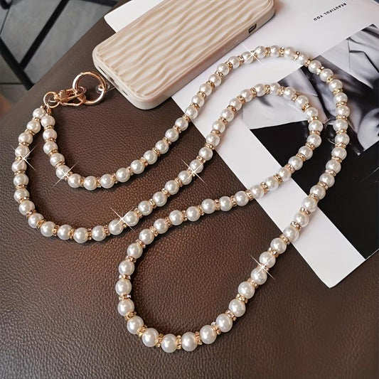 Mobile Phone Lanyard Extended Slung Women's Phone Lanyard Inlaid With Rhinestones, Pearls, Beaded Chain, Bag Strap Chain, Metal Hook, Detachable Mobile Phone Case Anti-loss Lanyard, Universal Mobile Phone Case Lanyard