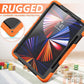iPad Pro 12.9 inch Case 6th 2022 2021 5th Generation iPad Pro 12.9 Inch 2020 4th Gen with Screen Protector Pencil Holder Kids Shockproof Rugged Silicone Cover 360 Stand Hand Strap Black