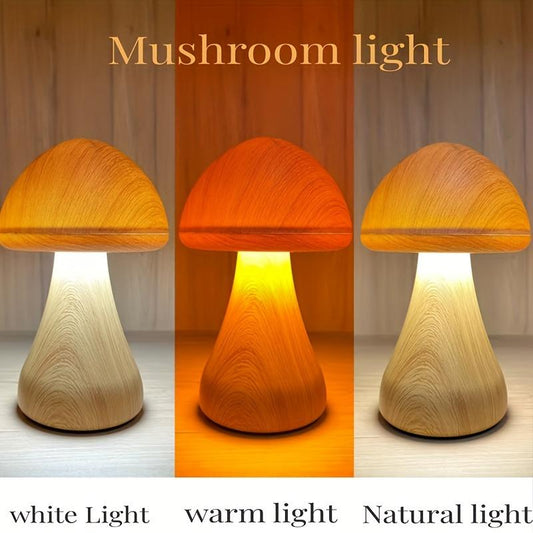 1pc Dimmable USB Mushroom Night Light with Touch Sensor - Wireless Bedside Lamp with USB Charging for Home Decoration and Christmas Gift