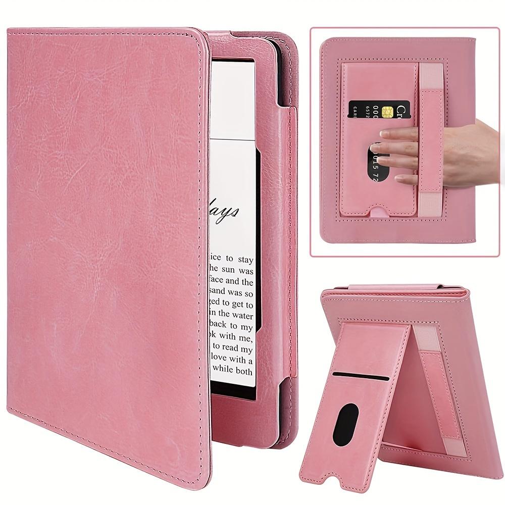 Case for 6.8" Kindle Paperwhite (11th Generation - 2021) and Signature Edition, Premium PU Leather 6.8" Kindle Paperwhite Case with Auto Wake/Sleep, Hand Strap, Card Slot and Foldable Stand, Pink