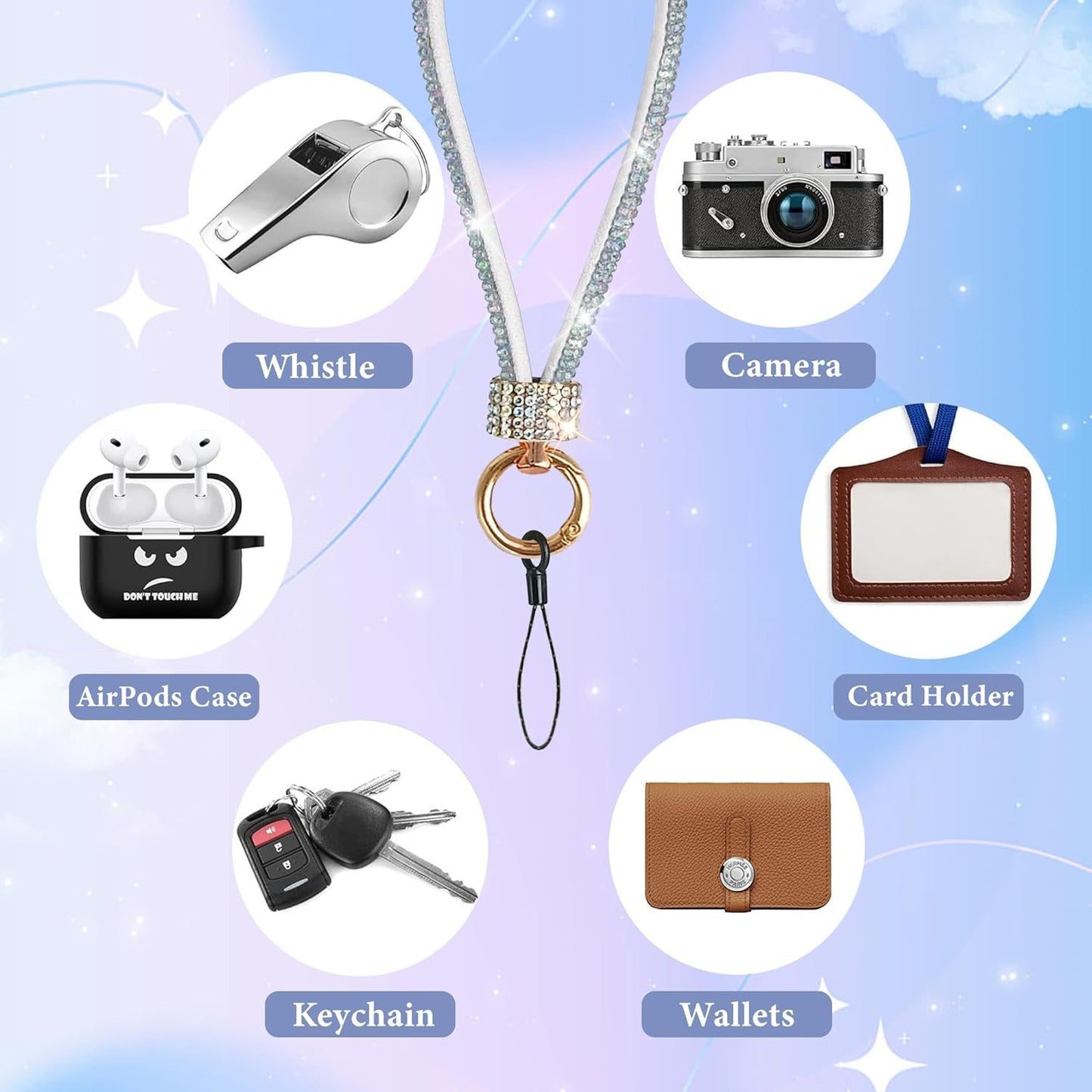 Diamond Wrist Strap Phone Lanyard Rhinestone Bling Glitter Lanyard With Phone Tether Tab Phone Wristlet Strap