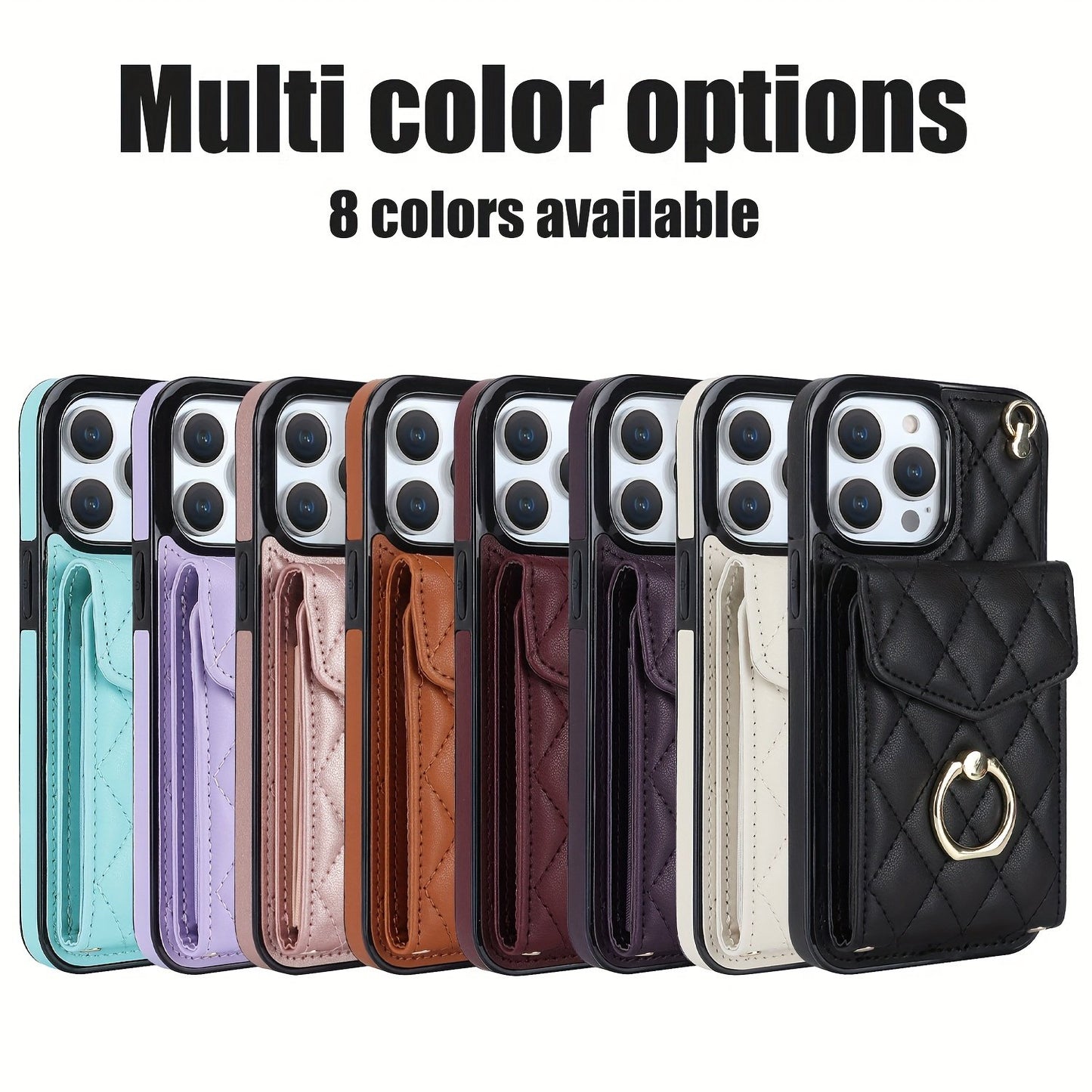 FANSONG Fashion Crossbody Bag Faux Leather Phone Case For iPhone 15 Plus 15/14/13 Pro Max Protect Case With Holder Long Lanyard Ring Wallet Card Slots Shockproof Protect Cover