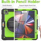 iPad Pro 12.9 inch Case 6th 2022 2021 5th Generation iPad Pro 12.9 Inch 2020 4th Gen with Screen Protector Pencil Holder Kids Shockproof Rugged Silicone Cover 360 Stand Hand Strap Black