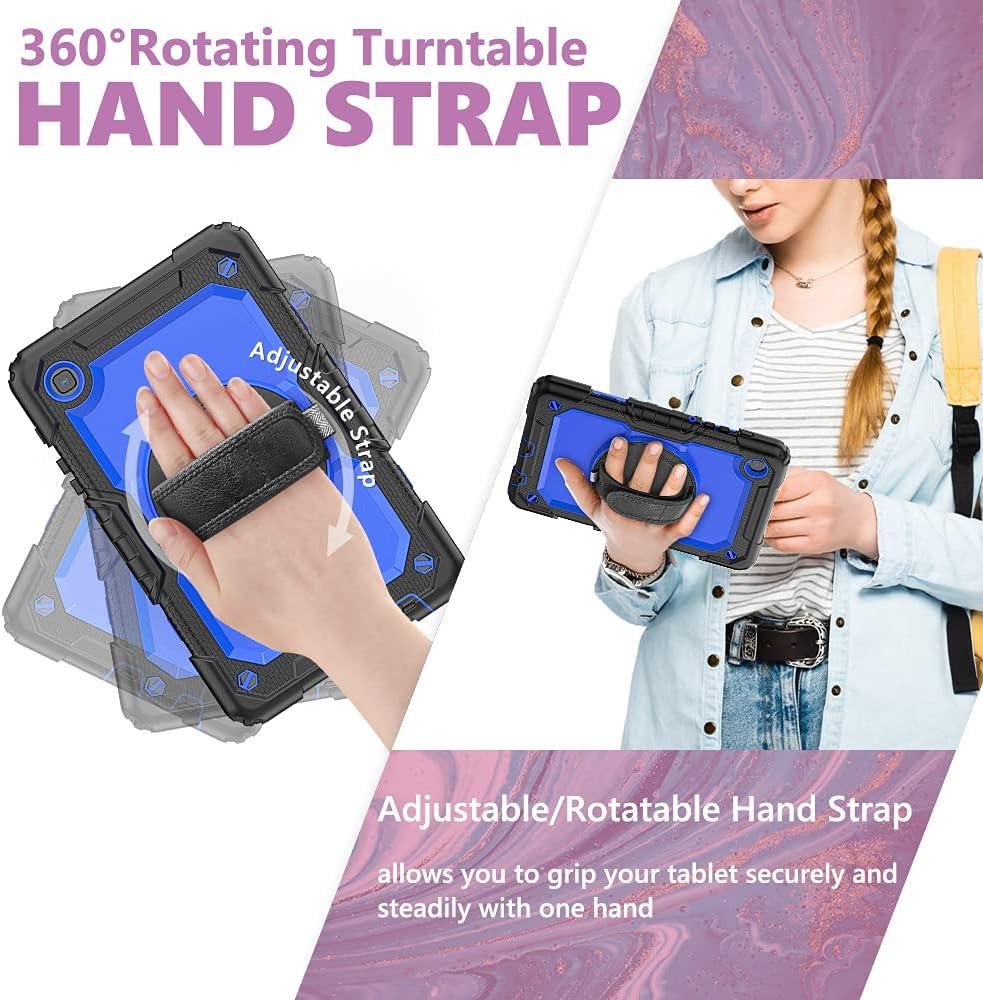 Samsung Galaxy Tab A7 Lite Case 8.7 inch 2021(SM-T220/T225/T227), with Screen Protector Pencil Holder Kids Shockproof Silicone Cover 360 Stand Hand Strap for Galaxy Tablet A7 lite,Purple