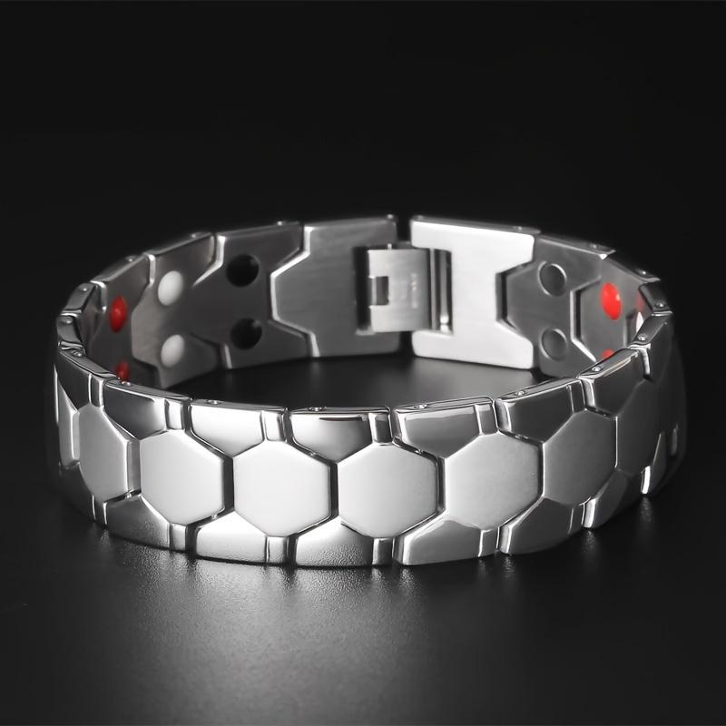 1pc Men's Domineering Fashion Ball Titanium Steel 4-in-1 Energy Magnetic Bracelet - Exquisite, Waterproof, Colorfast Jewelry Gift for Family and Friends