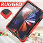 iPad Pro 12.9 inch Case 6th 2022 2021 5th Generation iPad Pro 12.9 Inch 2020 4th Gen with Screen Protector Pencil Holder Kids Shockproof Rugged Silicone Cover 360 Stand Hand Strap Black