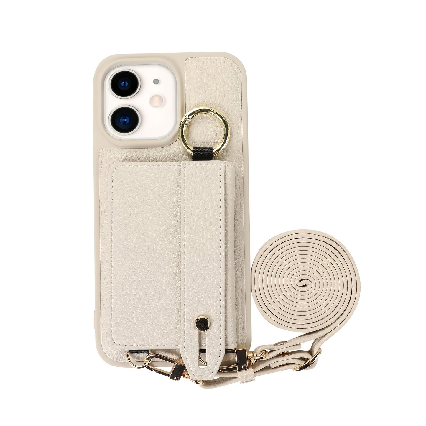 Luxusy Leather Phone Case For iPhone 15 Plus 14 13 12 11 Pro Max With Wrist Ring Long Lanyard Crossbody Bag Shockproof Cover