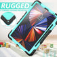 iPad Pro 12.9 inch Case 6th 2022 2021 5th Generation iPad Pro 12.9 Inch 2020 4th Gen with Screen Protector Pencil Holder Kids Shockproof Rugged Silicone Cover 360 Stand Hand Strap Black