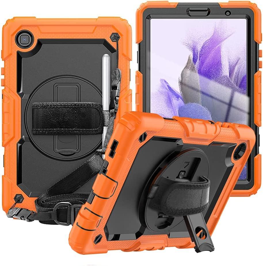 Samsung Galaxy Tab A7 Lite Case 8.7 inch 2021(SM-T220/T225/T227), with Screen Protector Pencil Holder Kids Shockproof Silicone Cover 360 Stand Hand Strap for Galaxy Tablet A7 lite,Purple