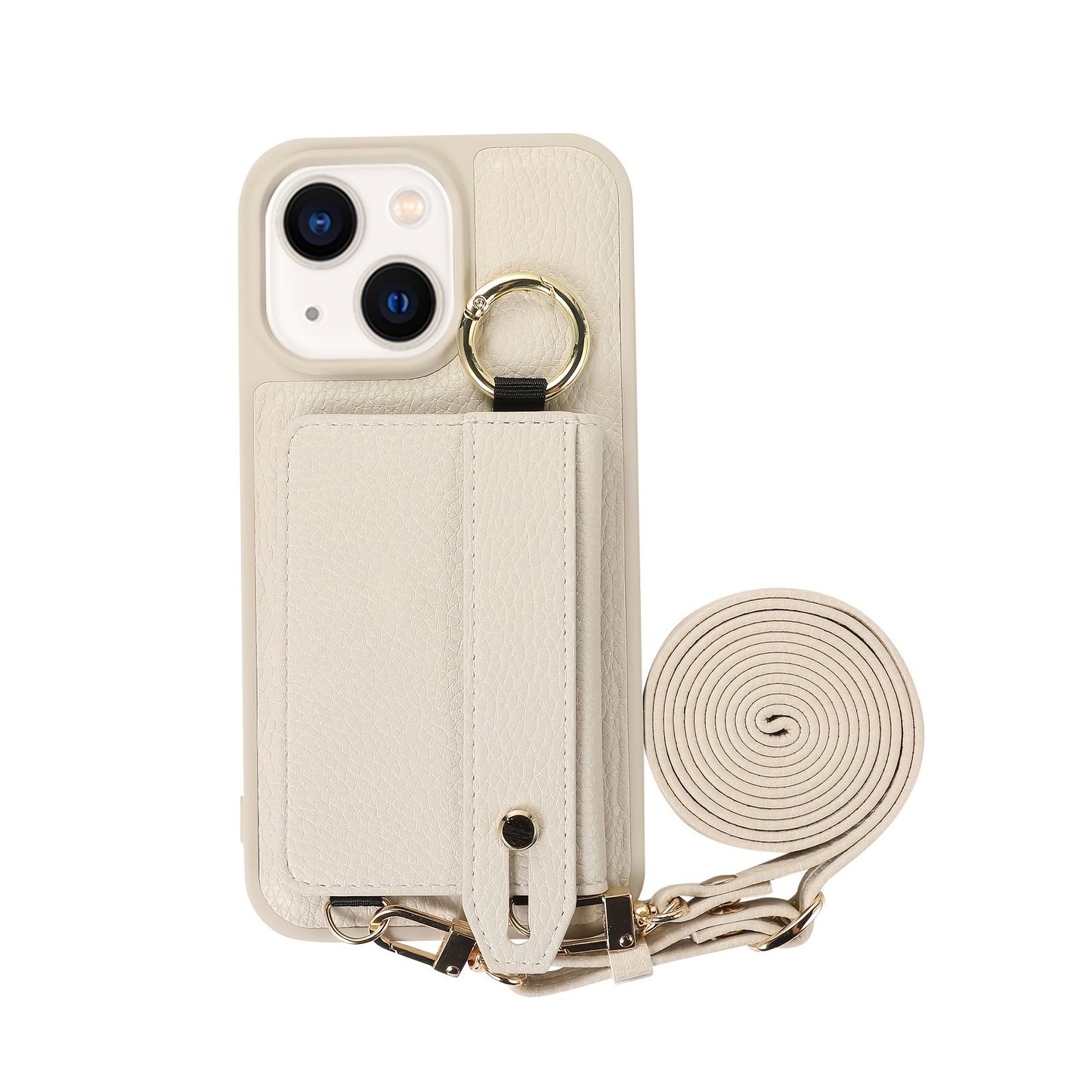 Luxusy Leather Phone Case For iPhone 15 Plus 14 13 12 11 Pro Max With Wrist Ring Long Lanyard Crossbody Bag Shockproof Cover