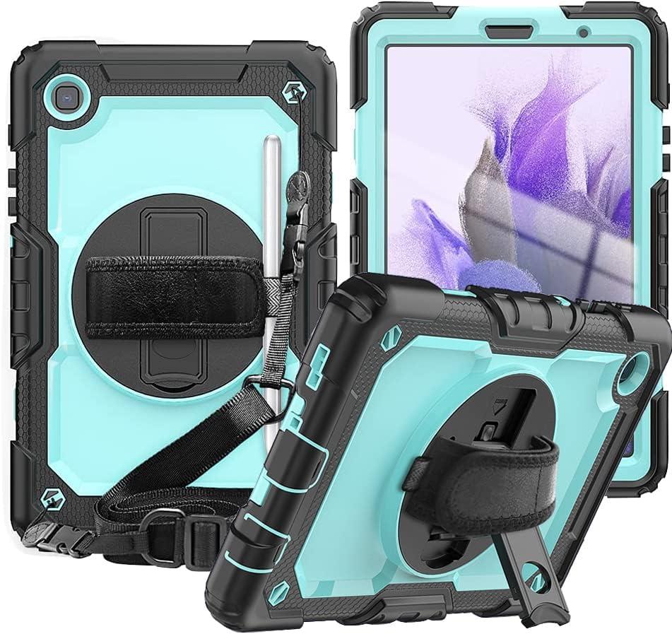 Samsung Galaxy Tab A7 Lite Case 8.7 inch 2021(SM-T220/T225/T227), with Screen Protector Pencil Holder Kids Shockproof Silicone Cover 360 Stand Hand Strap for Galaxy Tablet A7 lite,Purple