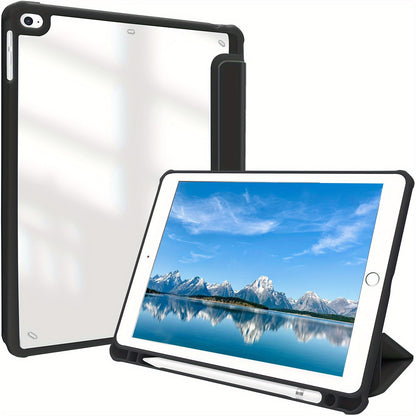 Premium Case For IPad Air 1/Air 2/Air 3/Air 4/Air 5, For IPad 5th/6th/7th/8th/9th/10th Generation, For IPad Pro 12.9 Inch 2020/2021/2022, For IPad Pro 11 Inch 2018/2020/2021/2022 With Pen Holder,  Shockproof Cover W/Clear Transparen