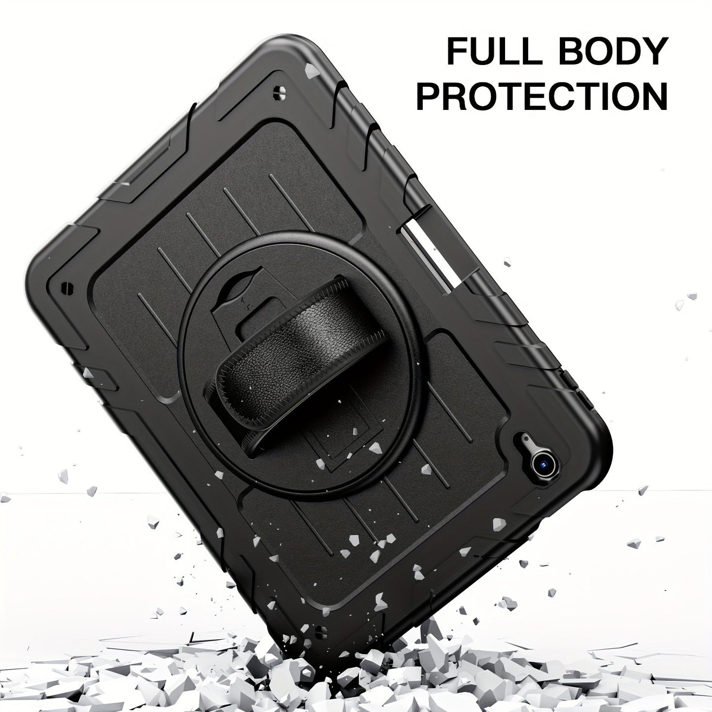 Suitable For IPad Air4/5 10.9 Protective Case New Design For IPad 10.9 Inch 2020/2022 Silicone PC With Adsorption Pen Slot Design 360° Rotatable Stand With Hand Strap Adjustable Shoulder Strap Drop-proof For IPad Air4/5